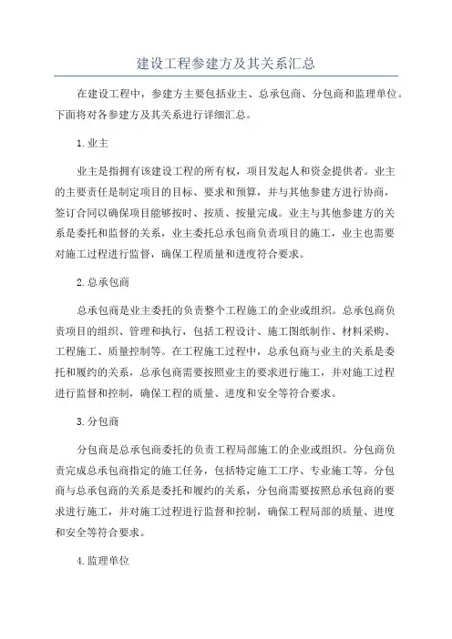 建设工程参建方及其关系汇总
