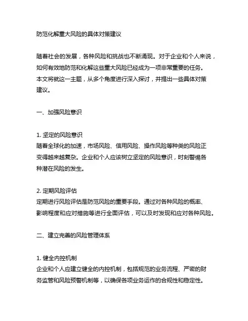 防范化解重大风险的具体对策建议