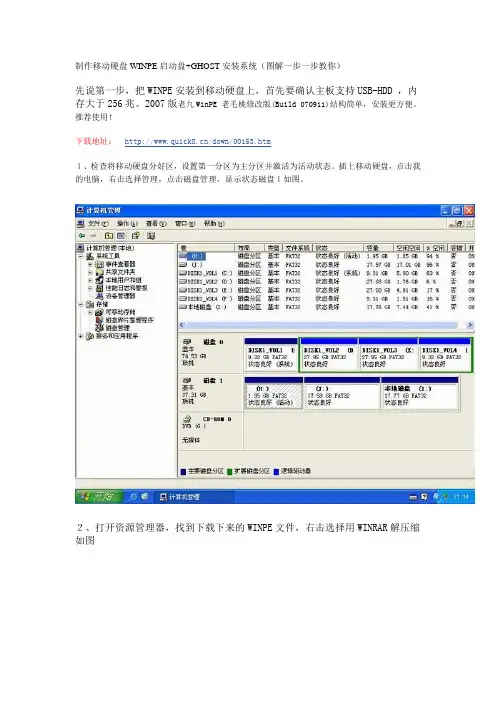 制作移动硬盘WINPE启动盘+GHOST安装系统