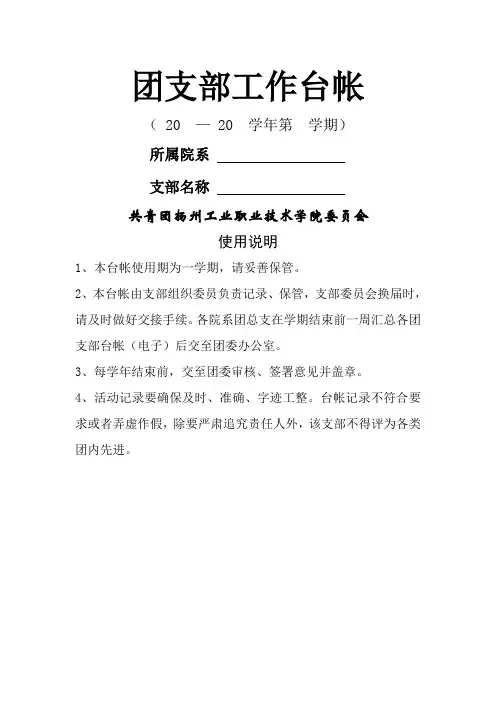 团支部工作台帐