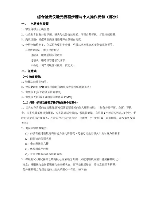综合验光仪验光个人操作要领