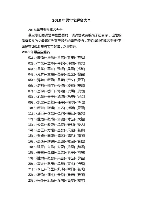 2018年男宝宝起名大全