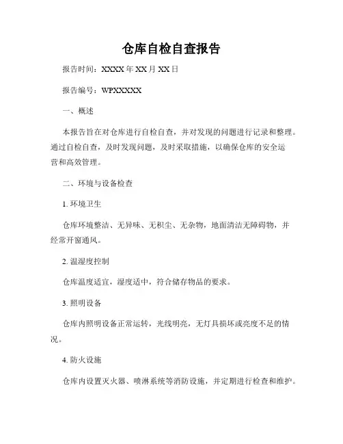 仓库自检自查报告