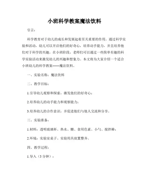小班科学教案魔法饮料