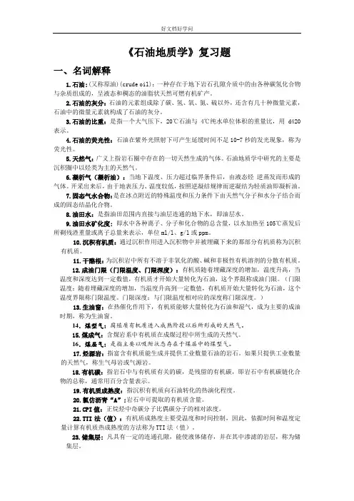 长江大学石油地质学考研资料(大纲版)