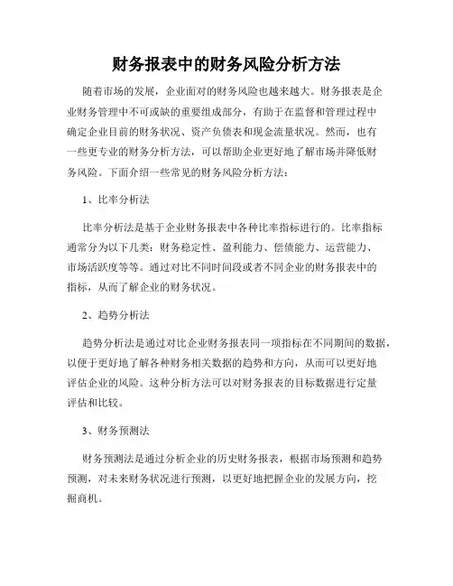 财务报表中的财务风险分析方法