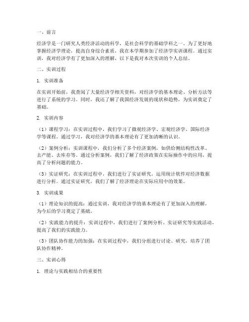 经济学实训个人总结报告