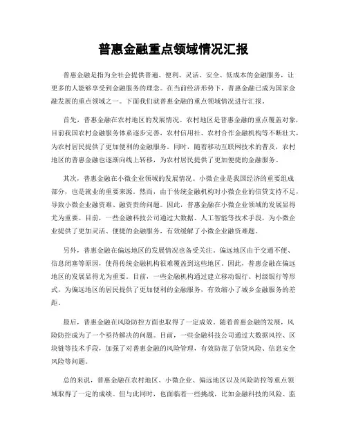 普惠金融重点领域情况汇报
