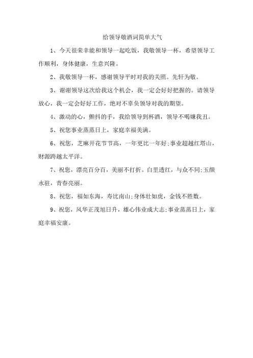 给领导敬酒词简单大气