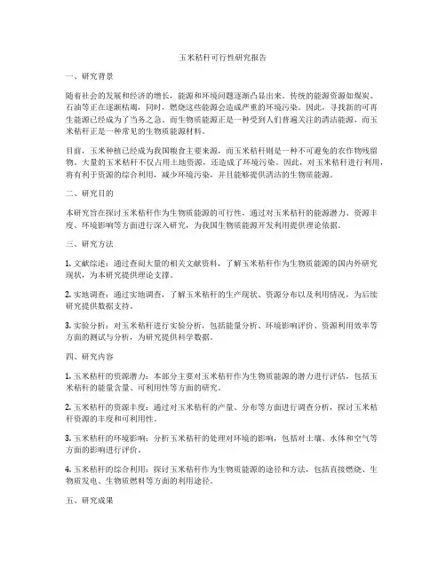 玉米秸秆可行性研究报告