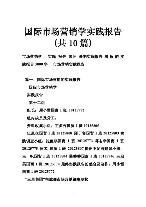 国际市场营销学实践报告（共10篇）
