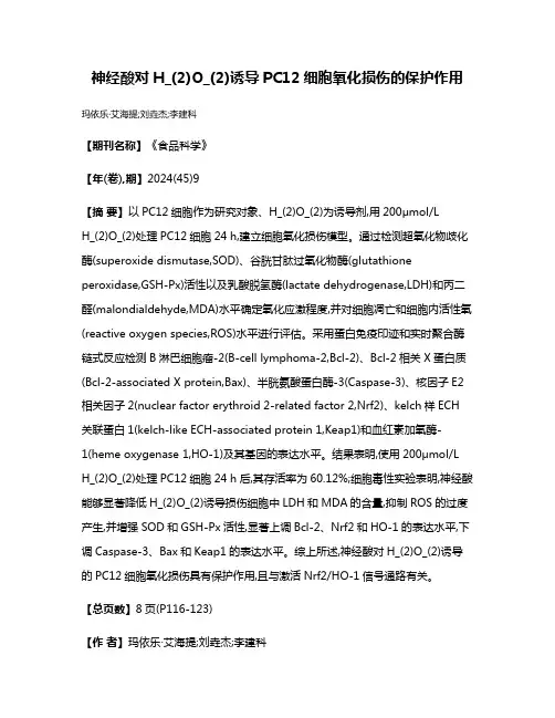 神经酸对H_(2)O_(2)诱导PC12细胞氧化损伤的保护作用