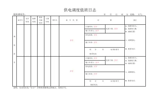 供电调度值班日志(模板)
