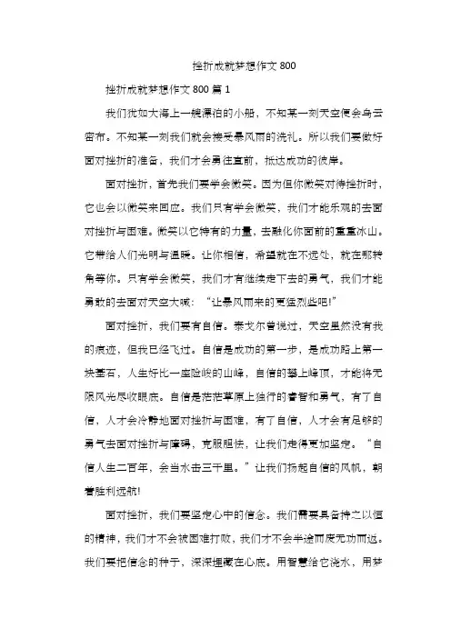 挫折成就梦想作文800
