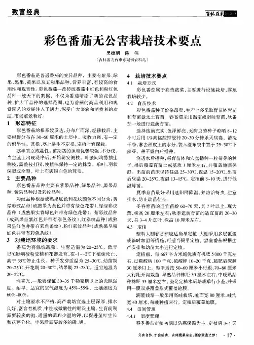 彩色番茄无公害栽培技术要点