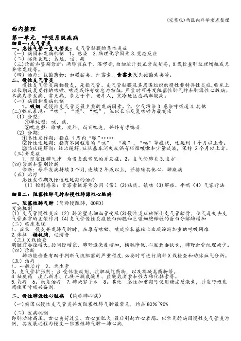 (完整版)西医内科学重点整理