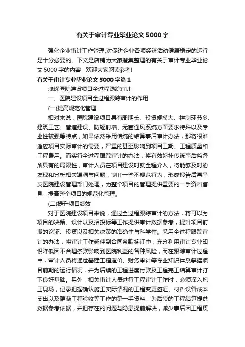 有关于审计专业毕业论文5000字