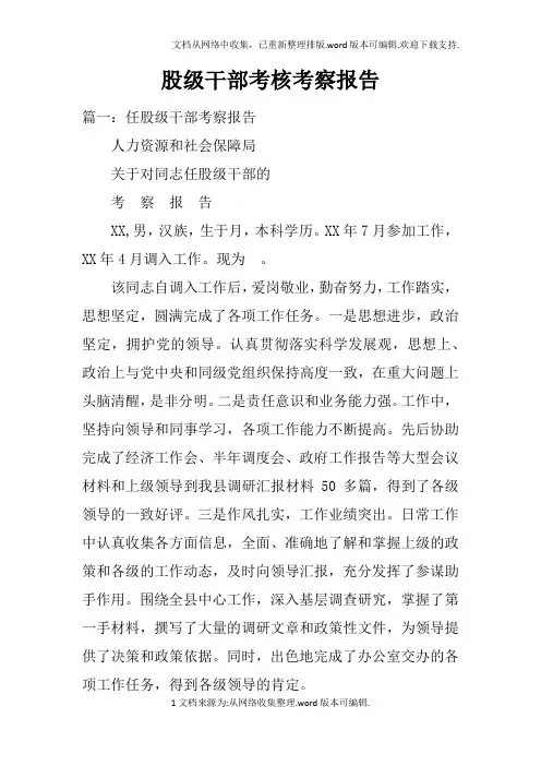 股级干部考核考察报告doc