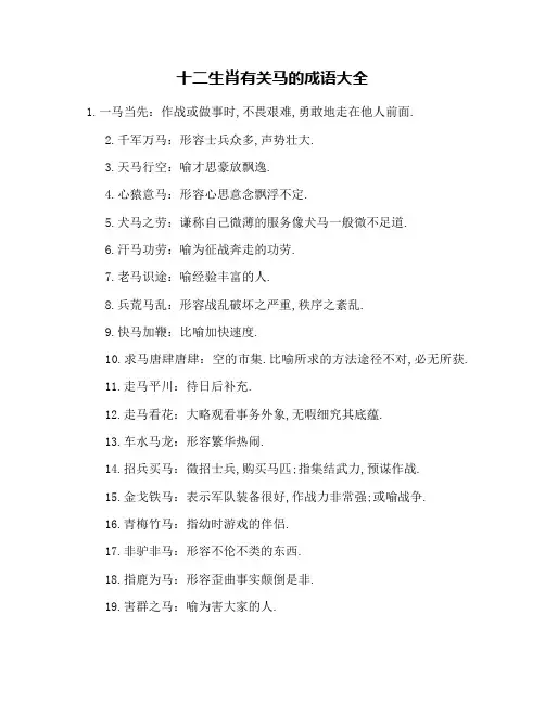 十二生肖有关马的成语大全