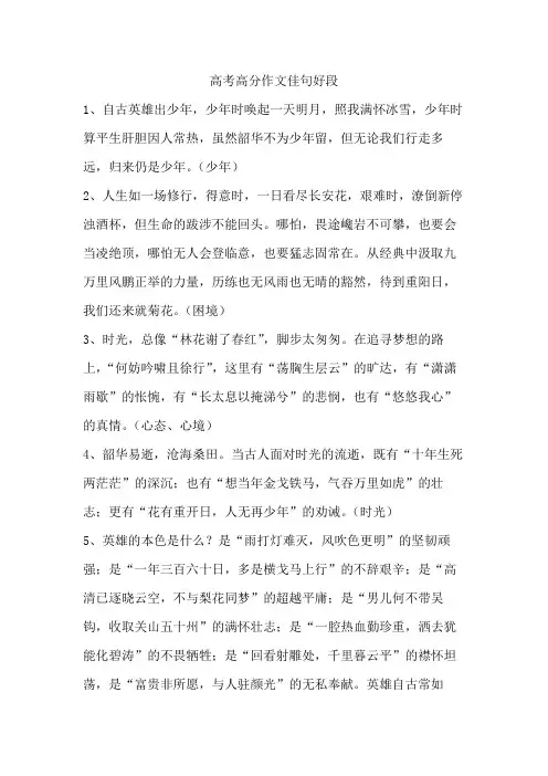 高考高分作文佳句好段