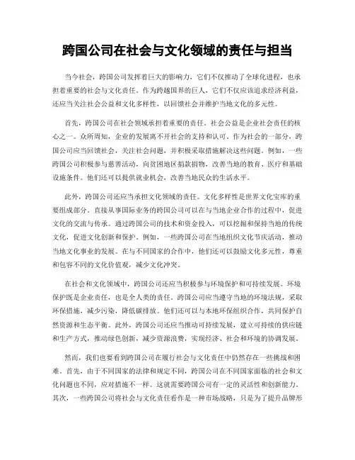 跨国公司在社会与文化领域的责任与担当
