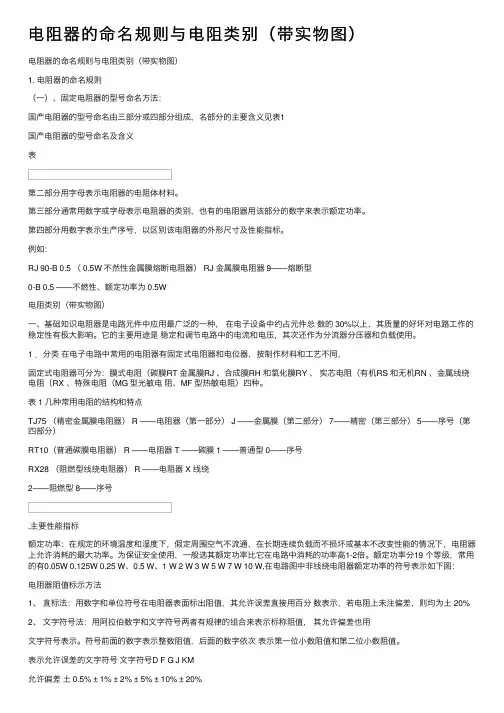 电阻器的命名规则与电阻类别（带实物图）