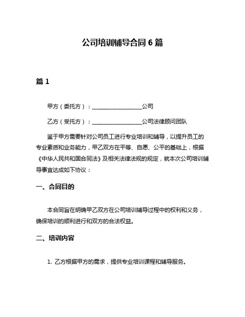 公司培训辅导合同6篇