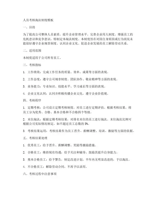 人员考核淘汰制度模板