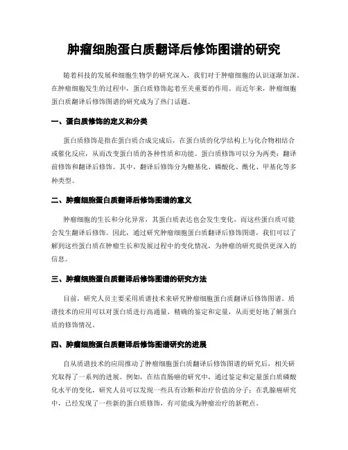 肿瘤细胞蛋白质翻译后修饰图谱的研究