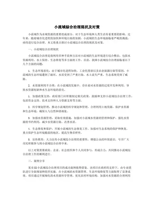 小流域综合治理现状及对策