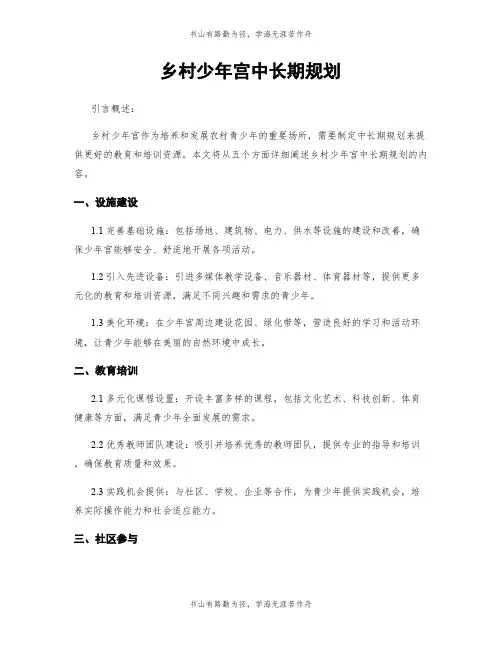 乡村少年宫中长期规划