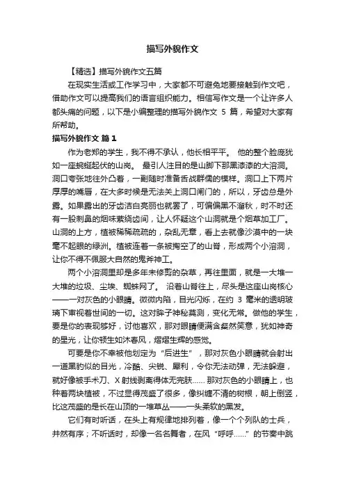 【精选】描写外貌作文五篇