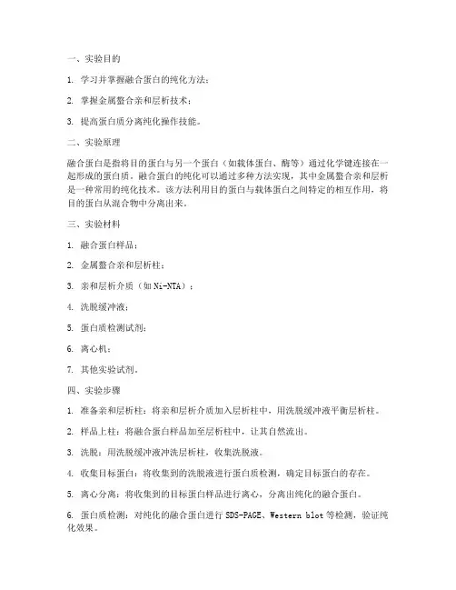 融合蛋白纯化实验报告