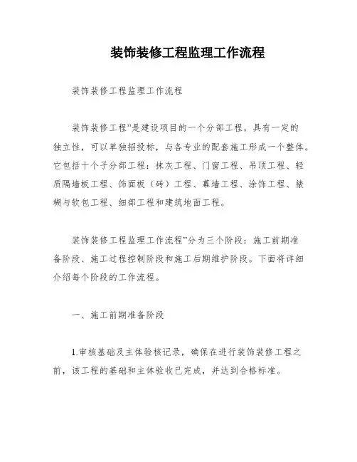 装饰装修工程监理工作流程