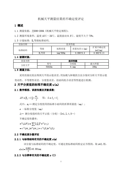 2012 TG328A机械天平测量结果的不确定度评定