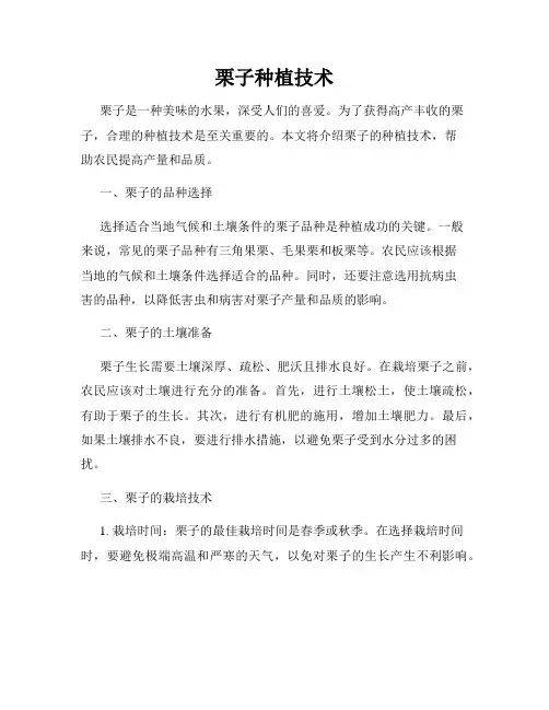 栗子种植技术