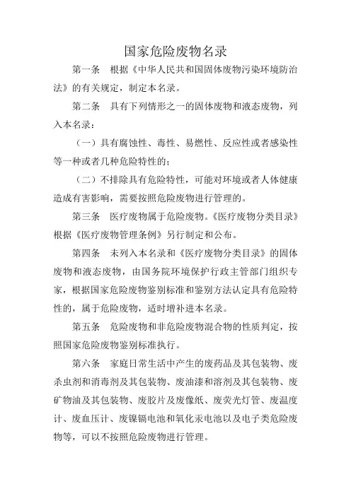 国家危险废物名录(最新2008版)