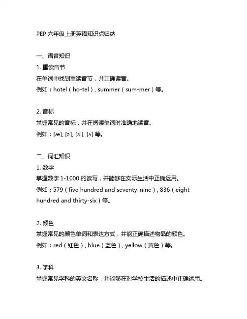 pep六年级上册英语知识点归纳 果子办公