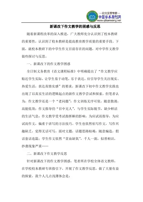 新课改下作文教学的困惑与反思