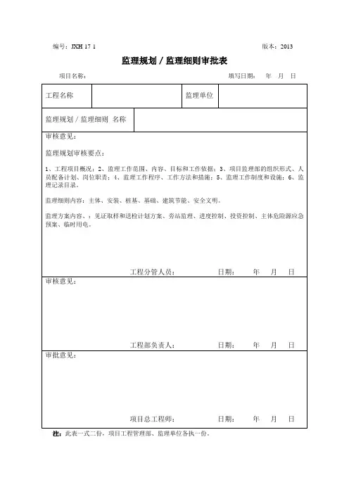 监理规划／监理细则审批表