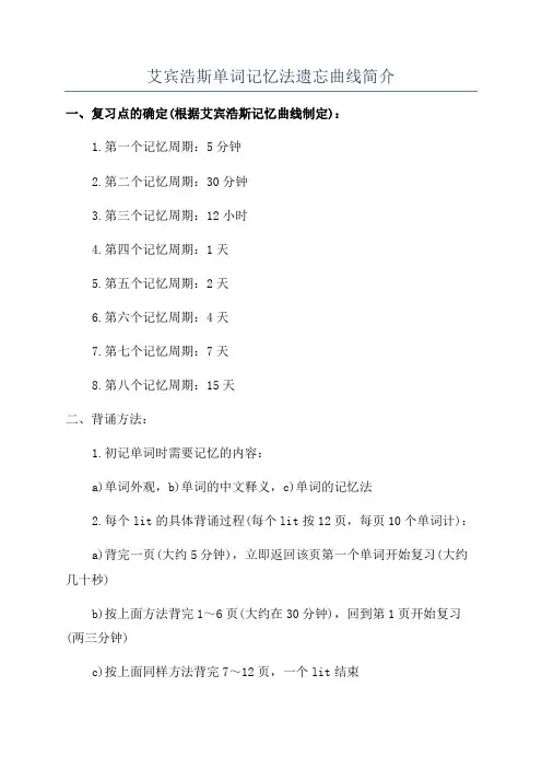 艾宾浩斯单词记忆法遗忘曲线简介