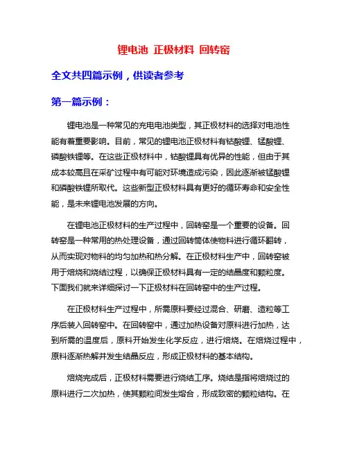 锂电池 正极材料 回转窑