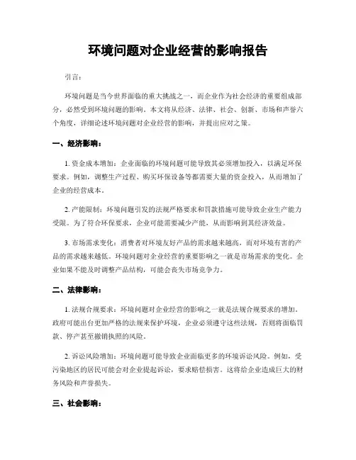 环境问题对企业经营的影响报告
