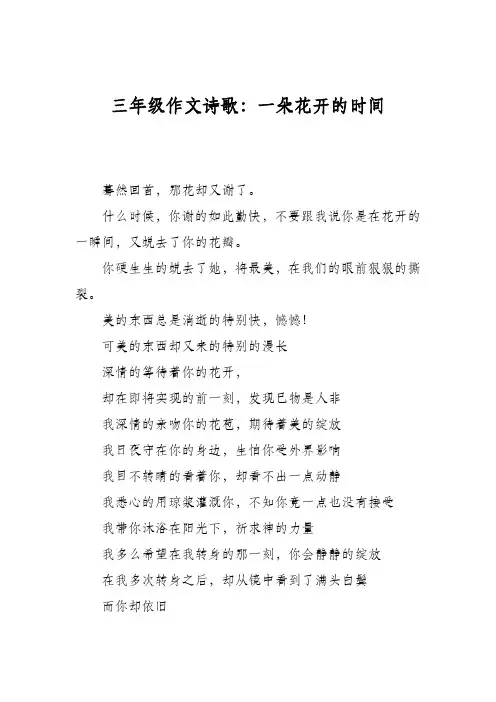 三年级作文诗歌：一朵花开的时间