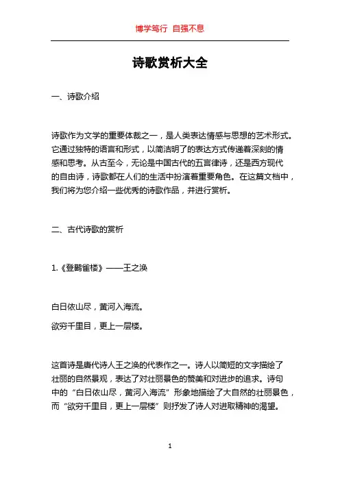 诗歌赏析大全