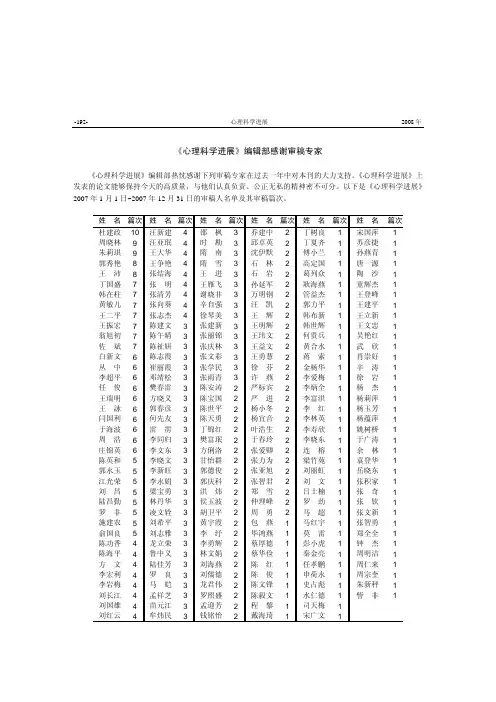 编辑部感谢审稿专家