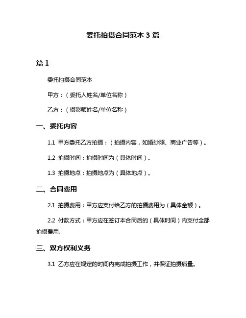 委托拍摄合同范本3篇