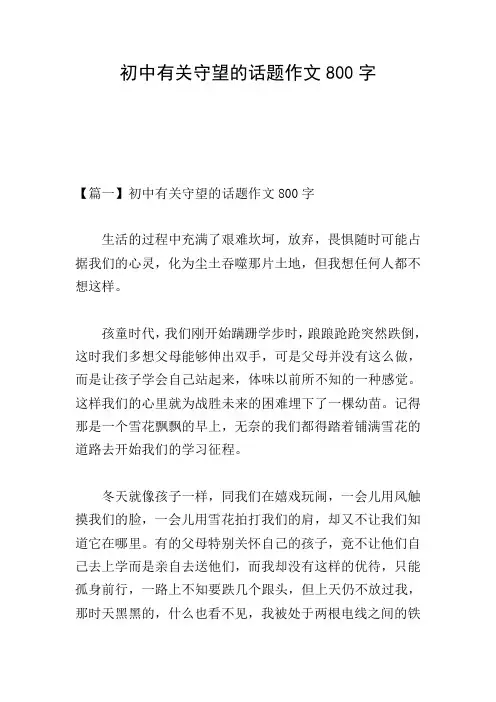 初中有关守望的话题作文800字