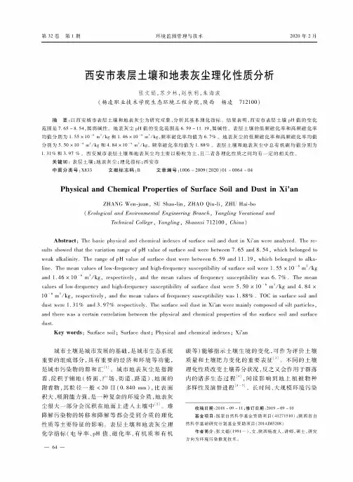 西安市表层土壤和地表灰尘理化性质分析