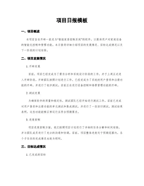 项目日报模板